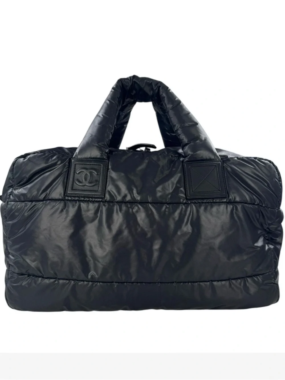 CHANEL Black Quilted Puffer Carryall Bag